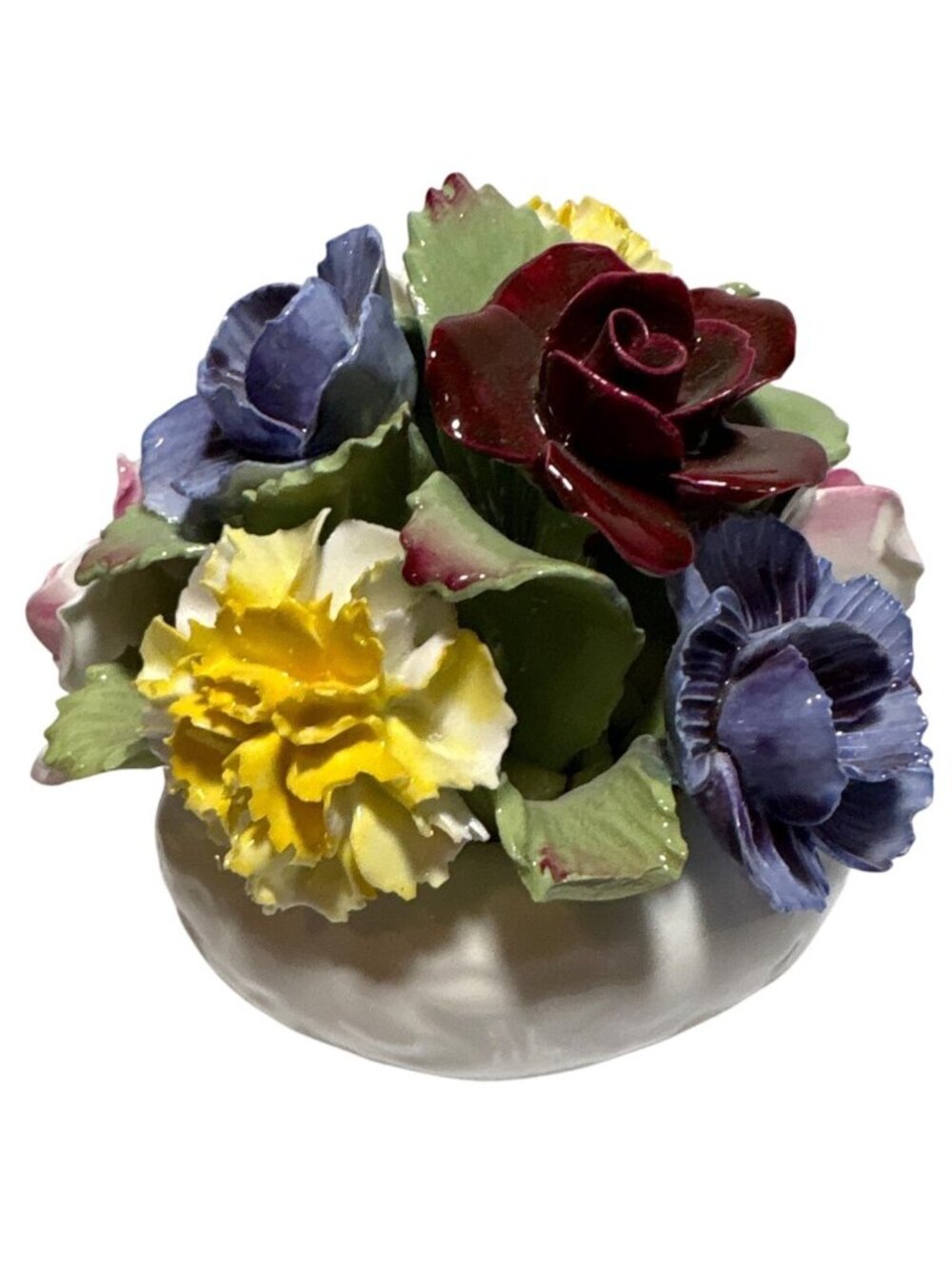 Aynsley Floral Arrangements Fine Bone China Multicolored Blue Yellow Pink 3 x 3"